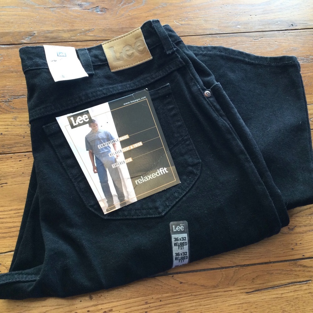 Vintage Lee Relaxed Fit Jeans Black 36 x 32 NWT